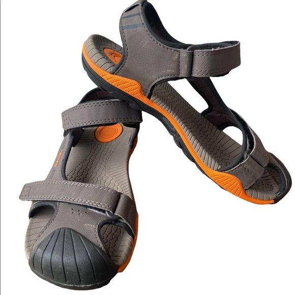 Teva Toachi Boy’s Sz 3 Grey Orange Closed Toe Non Marking Adjustable Sandals - Picture 1 of 5